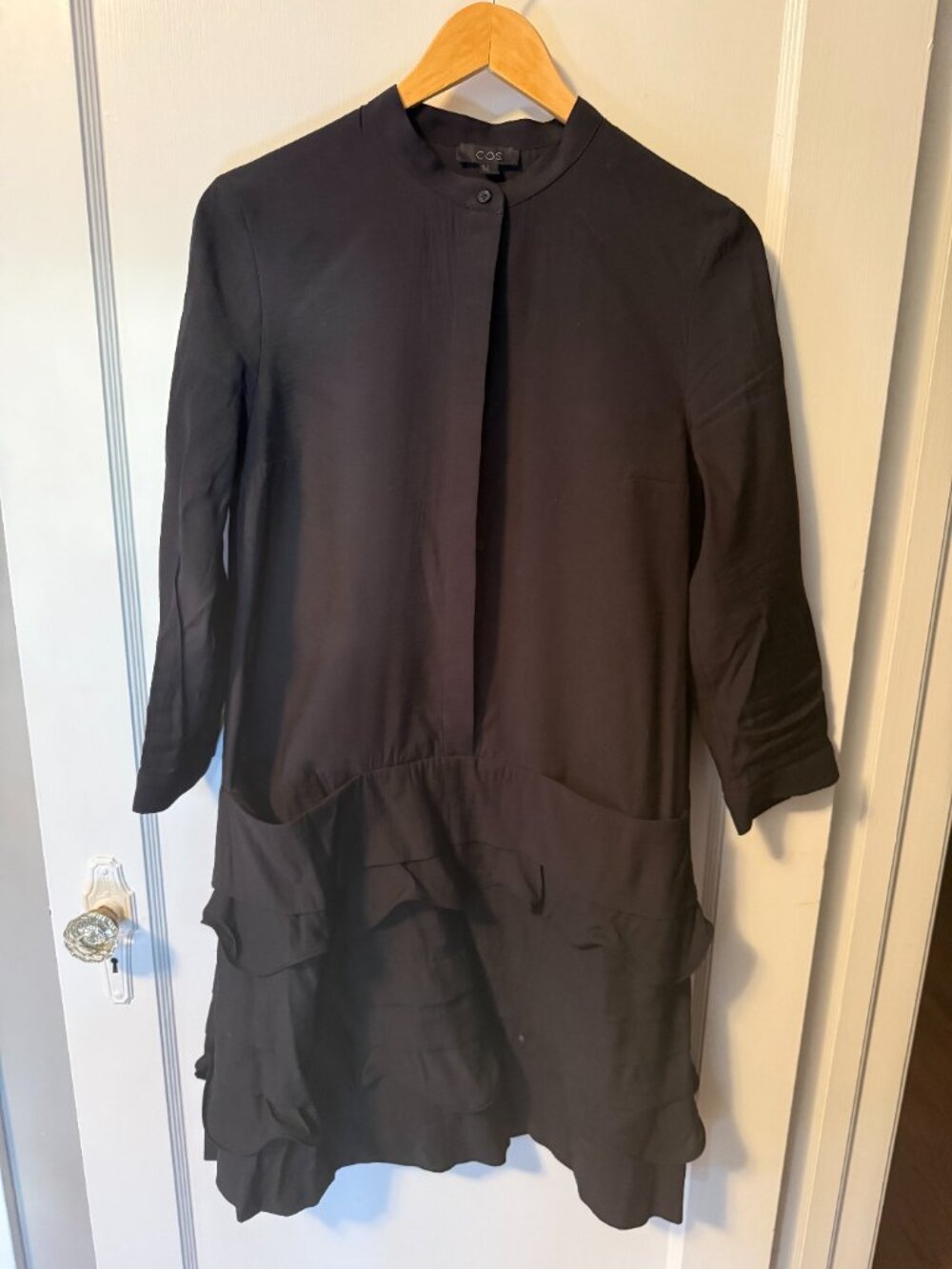 COS Black Ruffle Linen Dress